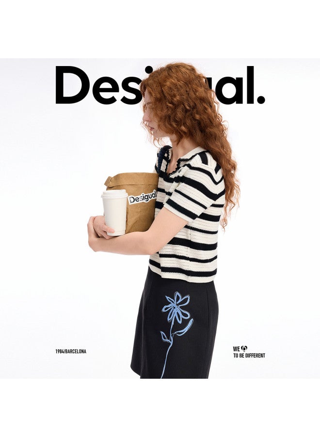 DESIGUAL وصول جديد ربيع-صيف 2025 تنورة قصيرة على شكل حرف A مزينة بالزهور ومقسمة الألوان - Image 2