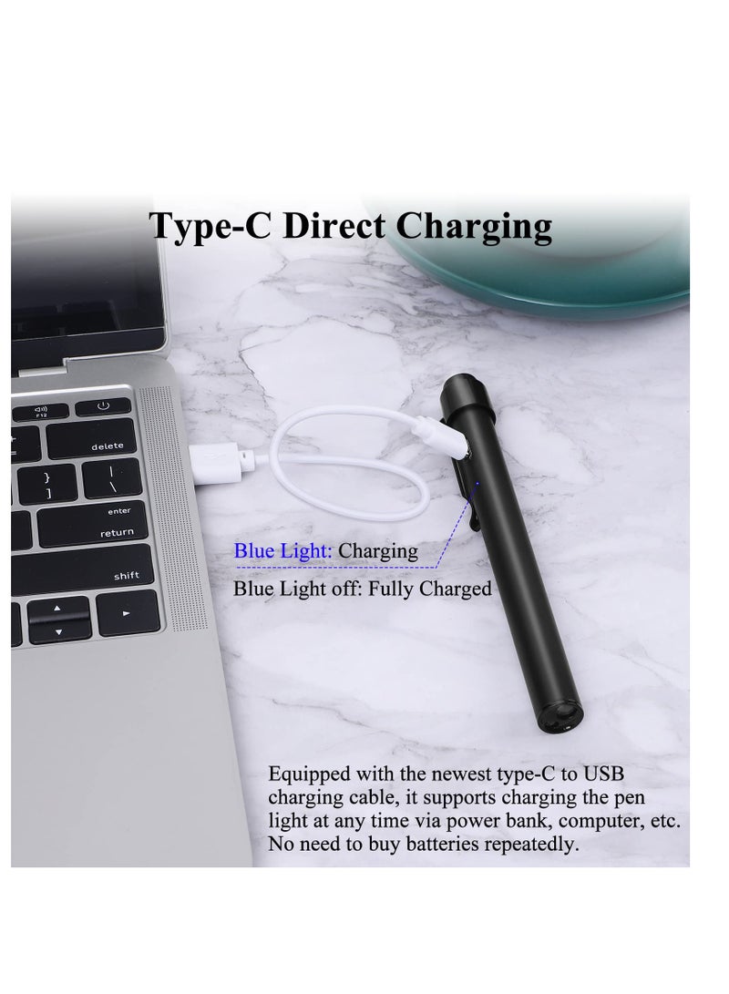 Rechargeable Pen Light with Pupil Gauge LED Penlights for Nurses Doctors, Warm/White Light, USB Rechargeable Medical Penlight Gifts for Nurses Nursing Student (Black) - Image 3