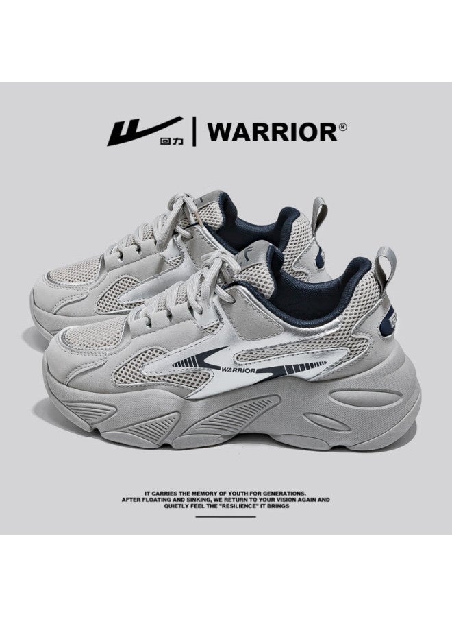 Women's Thick Sole Platform Dad Sneakers Double Mesh Casual Sports Shoes Wxyh017 Silver Gray Size 40 - Image 1