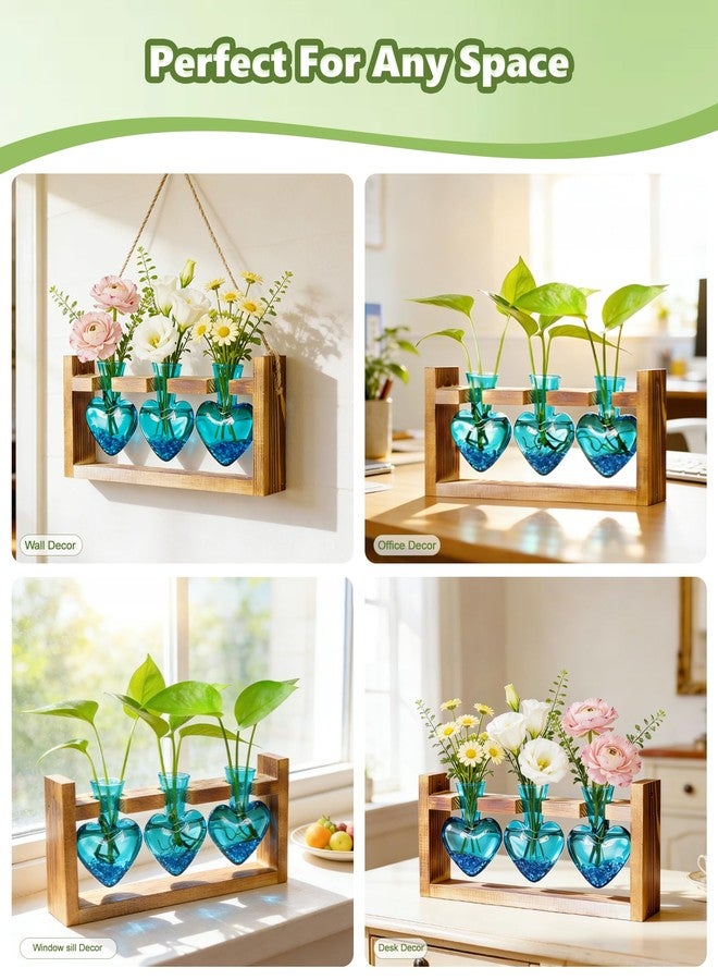 Nacome Plant Terrarium Propagation Stations: Valentines Day Gifts for Her Plant Lovers Women Mom Wife Daughter - 3 Bulb Glass Vase with Wooden Stand Tabletop for Hydroponics Indoor Office Home Decor - Image 4