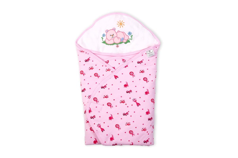 Tinycare Baby Interlock Clr Ptd Wraps with Polyfill Color Printed Pink | 70X70 cm - Image 1