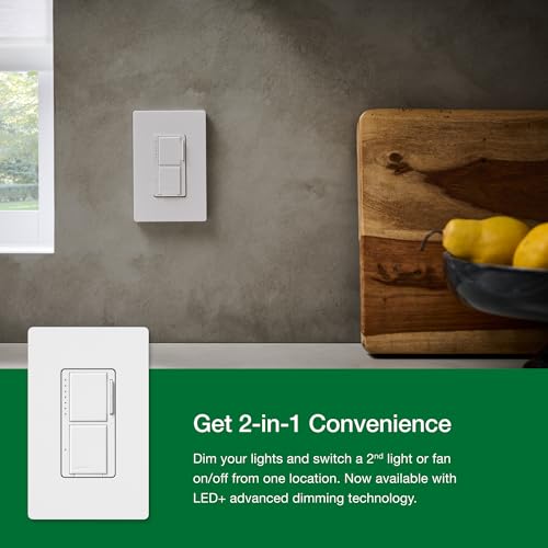 Lutron Maestro LED+ Dual Dimmer and Switch | 75-Watt LED Bulbs/2.5A Fans, Single-Pole | MACL-L3S25-WH | White - Image 3