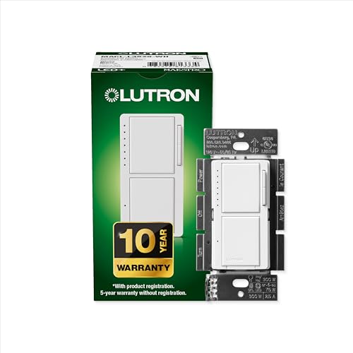 Lutron Maestro LED+ Dual Dimmer and Switch | 75-Watt LED Bulbs/2.5A Fans, Single-Pole | MACL-L3S25-WH | White - Image 1