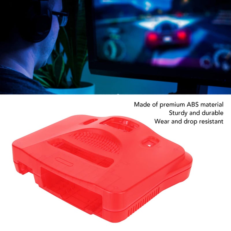 N64 Game Console Replacement Shell Case Transparent Red ABS Retro Housing - Image 4