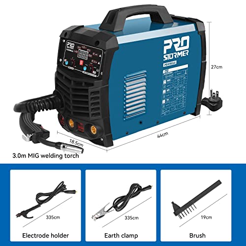 Prostormer Welding Machine, MIG/TIG/MMA 3 in 1 Multifunctional Welder with Digital Display, Electrode Holder, Earth Clamp, Input Power Adapter Cable and Brush - Image 5