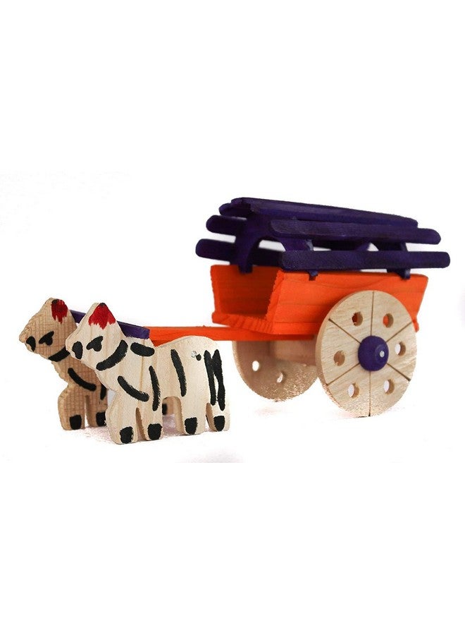 Neotea Wooden Bullock Toy for Kids and Home Decor Small | Bullock Cart Small Wooden Antique Beautiful Shaped Wooden Hand Carved Handmade Bullock Cart Show Piece Multicolour Pack of 1 - Image 2