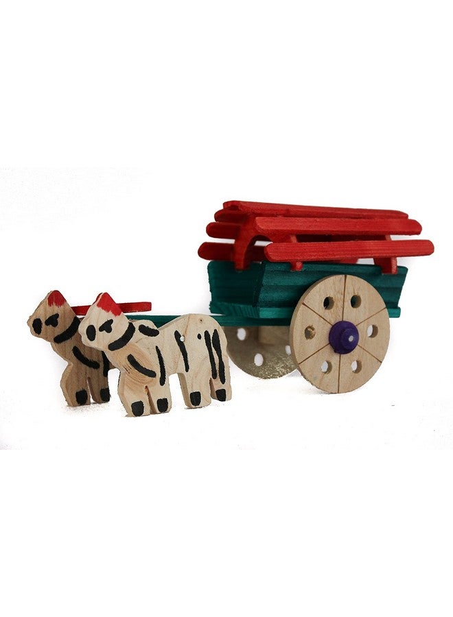 Neotea Wooden Bullock Toy for Kids and Home Decor Small | Bullock Cart Small Wooden Antique Beautiful Shaped Wooden Hand Carved Handmade Bullock Cart Show Piece Multicolour Pack of 1 - Image 3