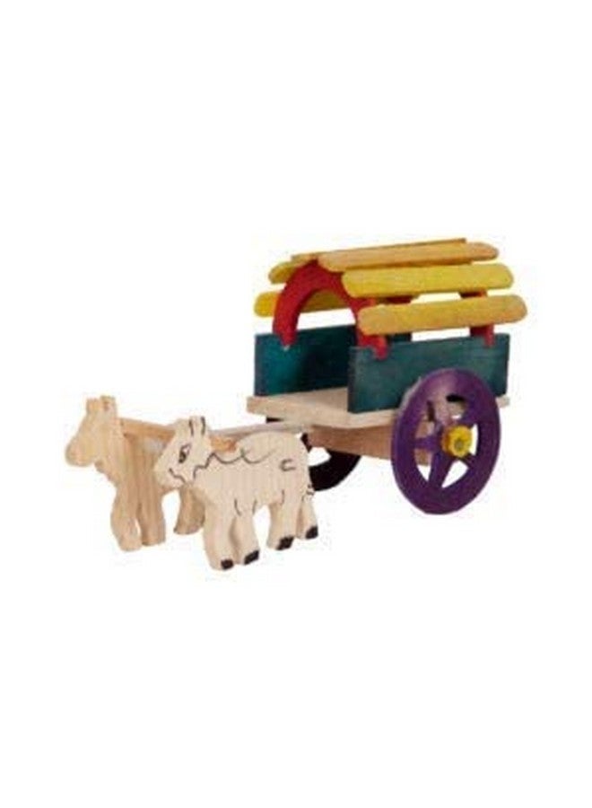 Neotea Wooden Bullock Toy for Kids and Home Decor Small | Bullock Cart Small Wooden Antique Beautiful Shaped Wooden Hand Carved Handmade Bullock Cart Show Piece Multicolour Pack of 1 - Image 1