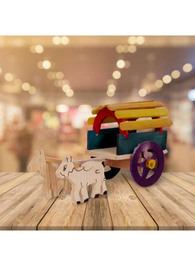 Neotea Wooden Bullock Toy for Kids and Home Decor Small | Bullock Cart Small Wooden Antique Beautiful Shaped Wooden Hand Carved Handmade Bullock Cart Show Piece Multicolour Pack of 1 - Image 5