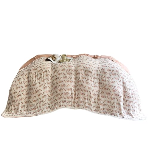 SANACYNA 100% Cotton Muslin Blanket 6-Layer Gauze King Size Floral Bed Blanket Lightweight Soft and Breathable Blanket for Sofa Couch Bed Coverlet Keep Warm (Floral, King 90" X 104") - Image 1