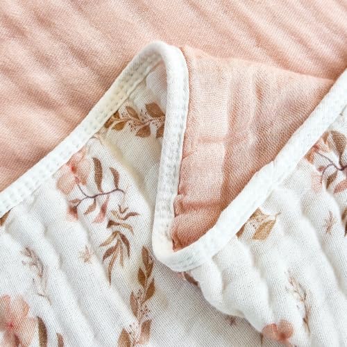 SANACYNA 100% Cotton Muslin Blanket 6-Layer Gauze King Size Floral Bed Blanket Lightweight Soft and Breathable Blanket for Sofa Couch Bed Coverlet Keep Warm (Floral, King 90" X 104") - Image 4