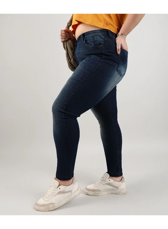 Instafab Plus Women's Mid-Rise Dark-Wash Denim Jeans