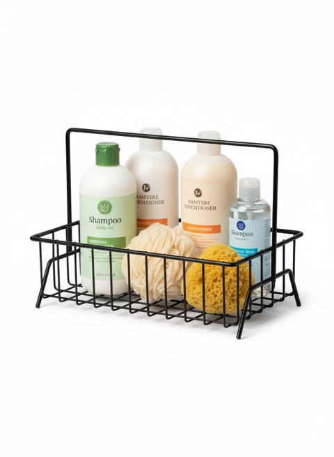 Stylish single-tier basket with a metal handle - versatile organizer for kitchen and bathroom - large, durable, and easy to clean - 29 x 23 cm