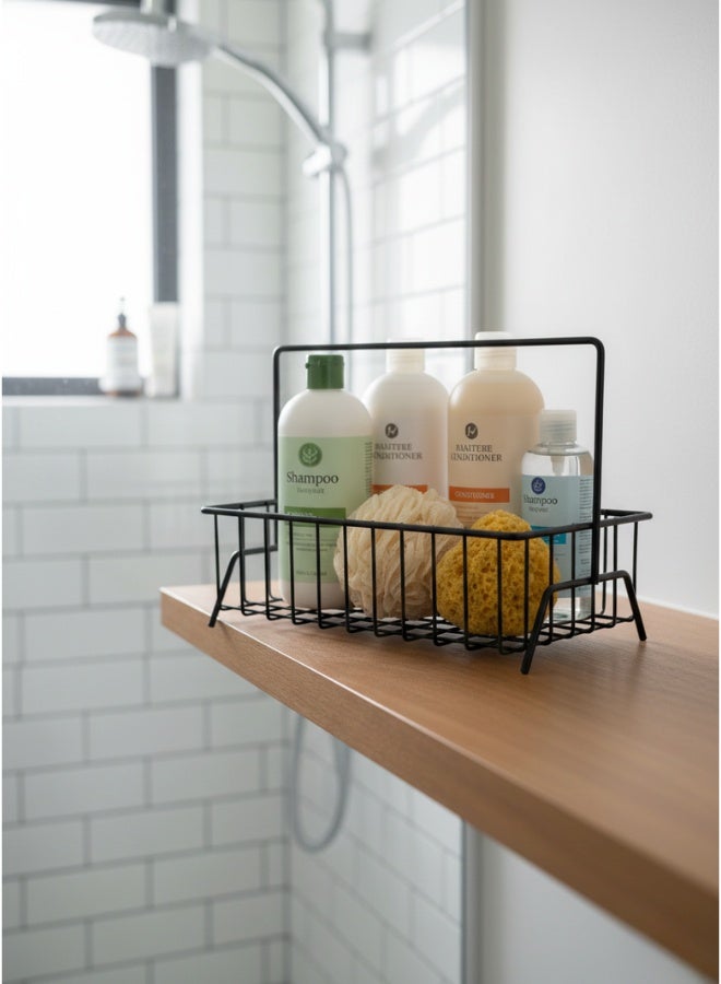 سلة أنيقة من طبقة واحدة بمقبض معدني - منظم متعدد الاستخدامات للمطبخ و حمام - كبيرة ومتينة وسهلة التنظيف - 29 × 23 سم - Image 2