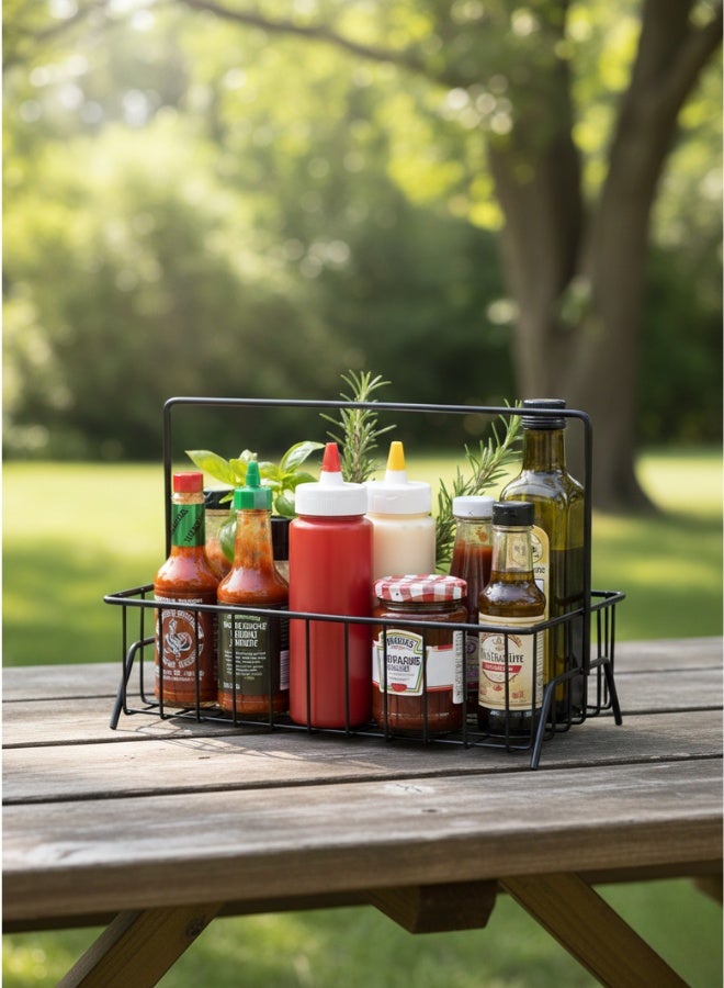 سلة أنيقة من طبقة واحدة بمقبض معدني - منظم متعدد الاستخدامات للمطبخ و حمام - كبيرة ومتينة وسهلة التنظيف - 29 × 23 سم - Image 3