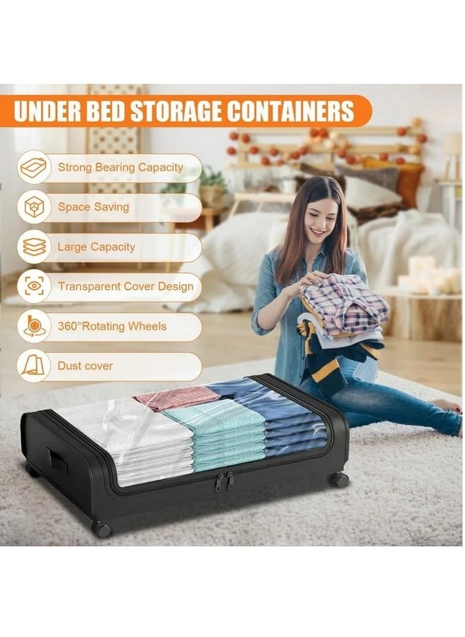 HOME CUBE HOME CUBE 1 Pc Under Bed Storage Organizer Zip Cover With Wheels, Rolling Under Bed Storage Container, Bedroom Storage Organization With Handle- Black, Metal, Fabric  - Image 2