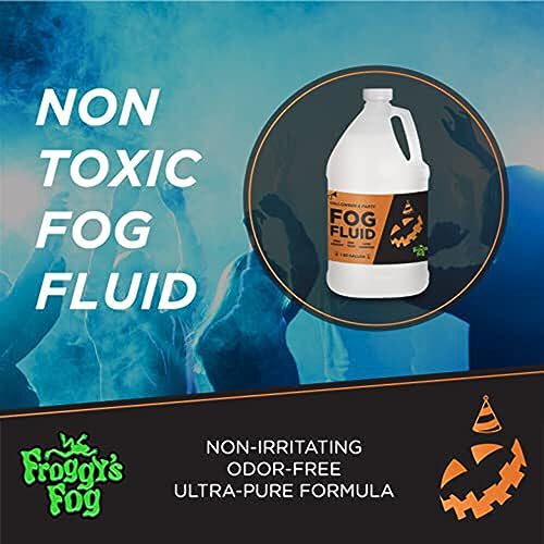 froggys fog سائل ضباب هالوين وحفلات فروغي، سائل ضباب عالي الإنتاج وطويل الأمد لآلات الضباب المائية من 400-1500 واط، رائع للمحترفين وهواة المنازل، التأثيرات المسرحية، الدي جي، والمزيد، نصف جالون - Image 4