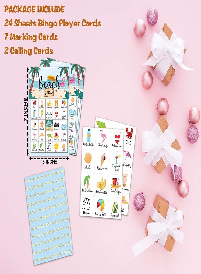 Levitatinyear Beach Bingo Game, Tropical Summer Themed Party Games with 24 Players, Hawaiian Supplies Activities, Luau Aloha Party Favors for Family Friends - Image 2
