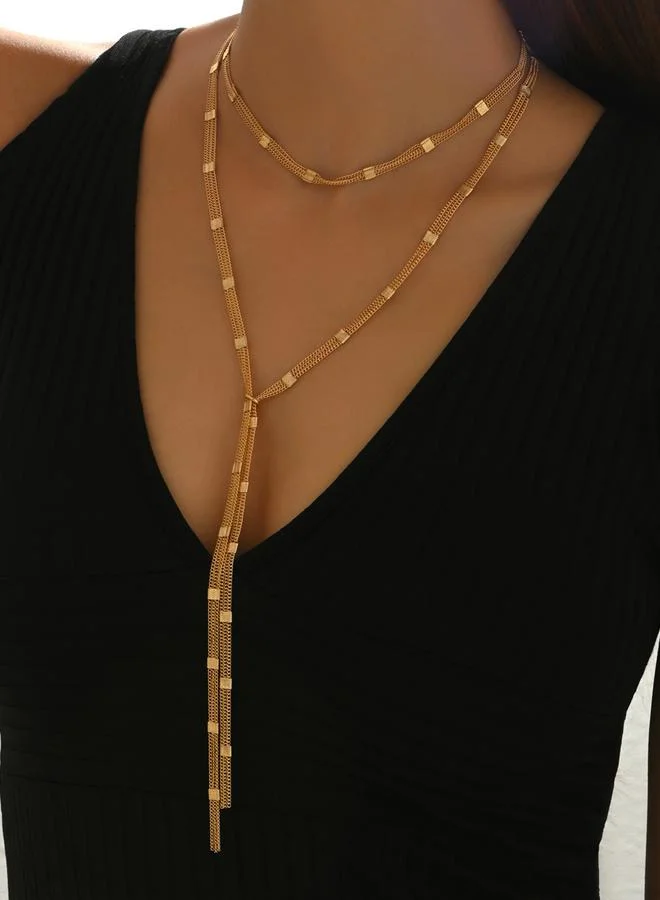 تايك تو عقد ذهبية بسلسلة بشرّابات