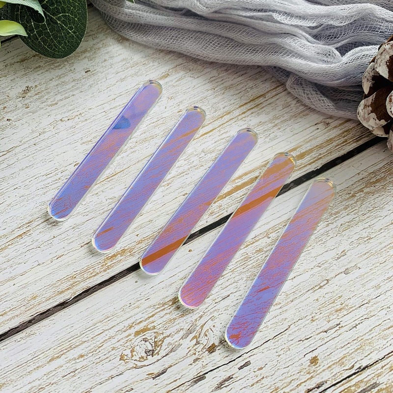 CHENRUI 50 Pcs Mini Neon Acrylic Cakesicle Popsicle Sticks for Ice Creamsicle Candy Apple (Rainbow AB) - Image 3