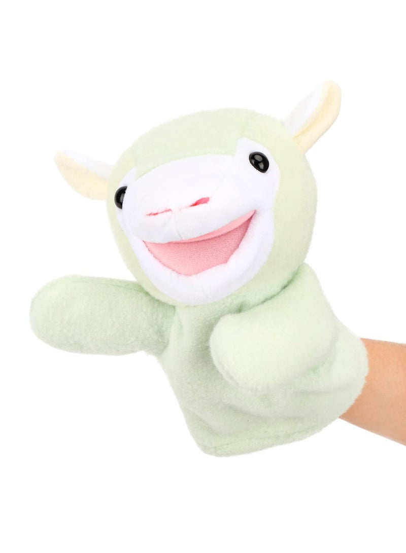 Excefore Lamb Hand Puppet Plush Sheep Animal Toy with Movable Mouth for Role Play Storytelling Preschool Teaching Birthday Gifts for Kids Boys Girls Green 13'' - Image 1