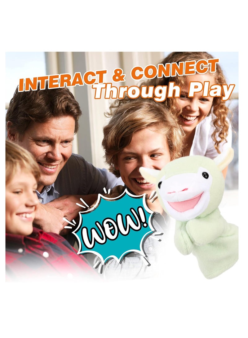 Excefore Lamb Hand Puppet Plush Sheep Animal Toy with Movable Mouth for Role Play Storytelling Preschool Teaching Birthday Gifts for Kids Boys Girls Green 13'' - Image 4
