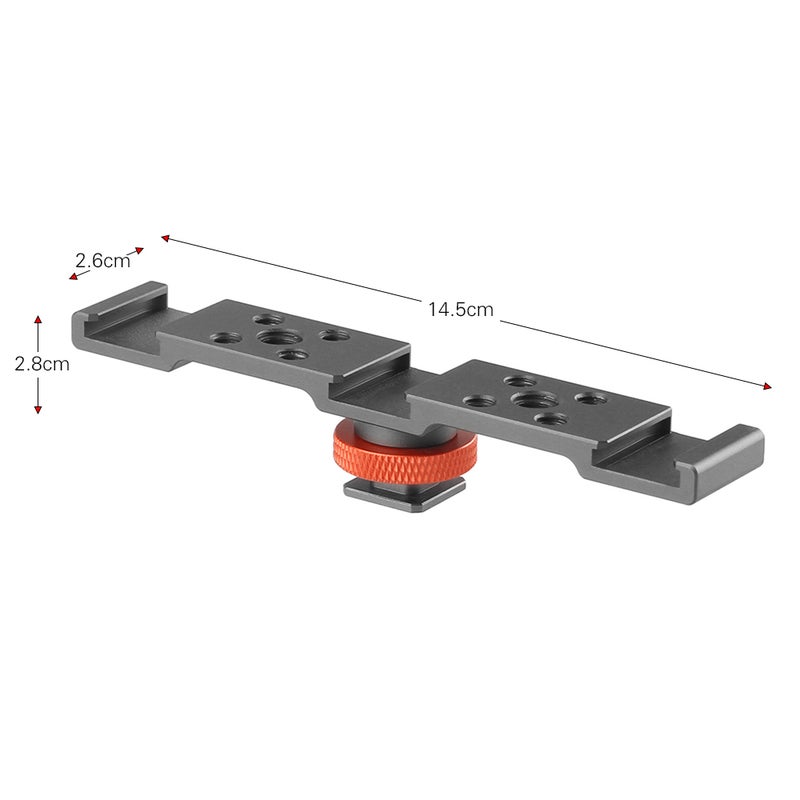 Aluminum Triple Cold Shoe Mount Plate Bracket for Camera Microphone LED Light Mounting - Image 2