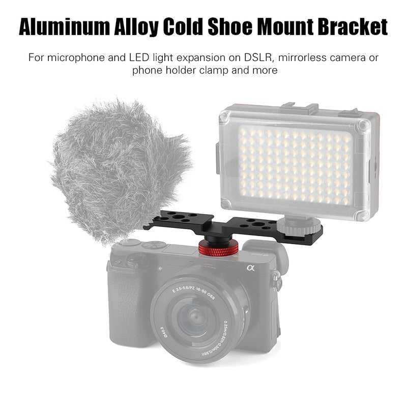 Aluminum Triple Cold Shoe Mount Plate Bracket for Camera Microphone LED Light Mounting - Image 5