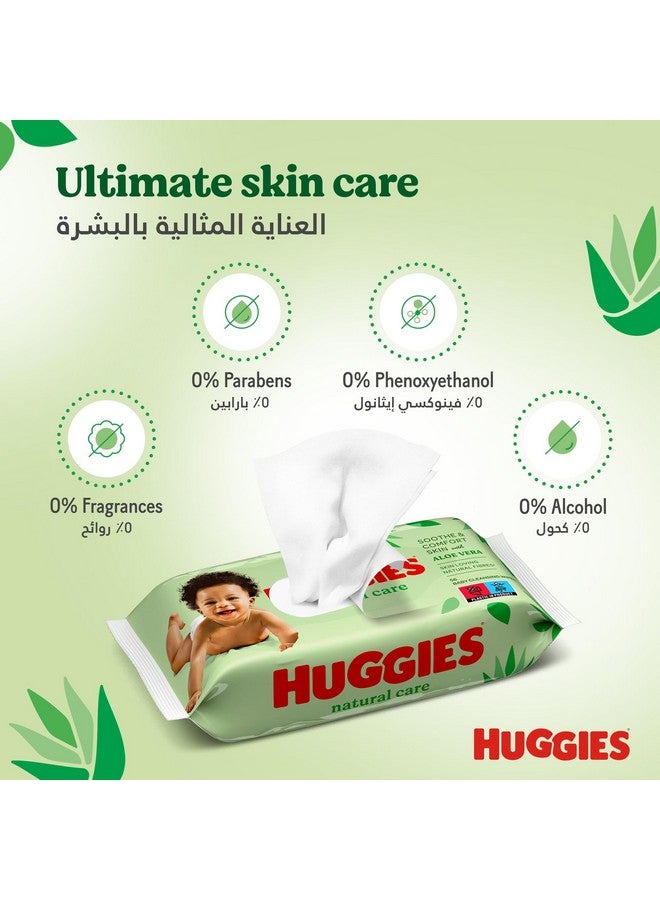 HUGGIES Baby Wipes Natural Care with Aloe Vera Huggies Wipes 56 Pc Kids - Image 1