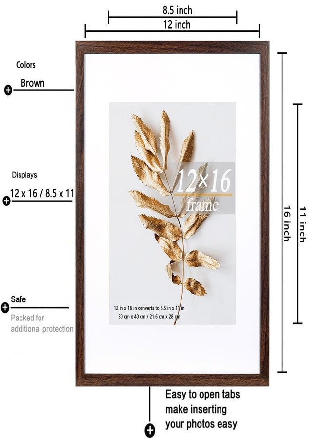 Hogaryo مجموعة هوغاريو من 3 إطارات صور بنية اللون مقاس 12×16 بوصة، يمكن عرض صور مقاس 8.5×11 بوصة مع إطار داخلي أو 12×16 بوصة بدون إطار داخلي على الحائط - Image 3