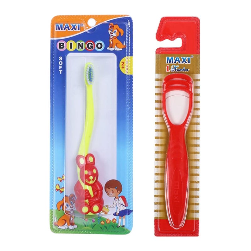 MAXI Oral Care Combo of 8-(4 Kids) Bingo Junior Toothbrush & (4 TC) 1 Number Tongue Cleaner - Image 4