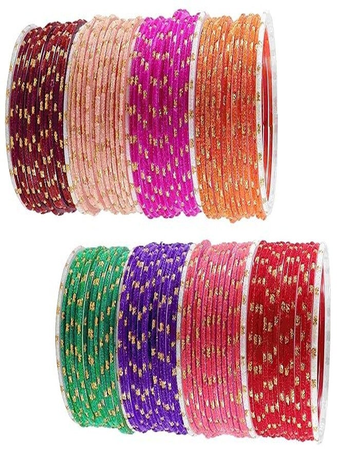 BANGLESKART مجموعة أساور زجاجية أنيقة من بانغلسكارت للنساء والفتيات، مزينة بخرز كريستالي وزركونيا مكعبة لامعة. طقم أساور زجاجية فاخرة مناسب لحفلات الزفاف والمناسبات اليومية والاحتفالات. - Image 1