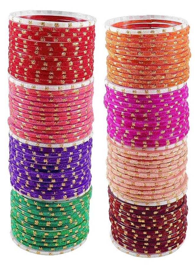 BANGLESKART مجموعة أساور زجاجية أنيقة من بانغلسكارت للنساء والفتيات، مزينة بخرز كريستالي وزركونيا مكعبة لامعة. طقم أساور زجاجية فاخرة مناسب لحفلات الزفاف والمناسبات اليومية والاحتفالات. - Image 4