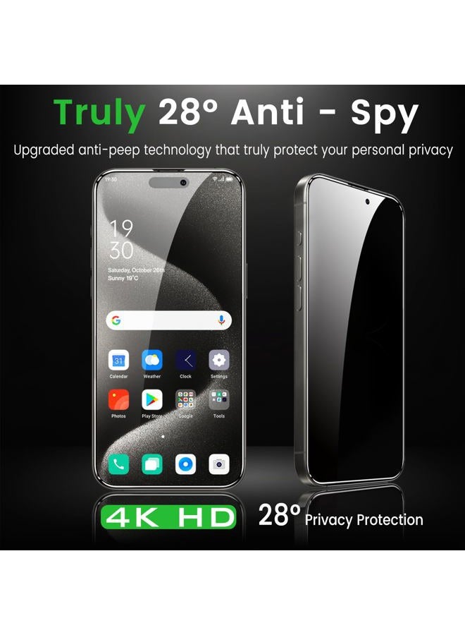 Romkasi 4 Pack Privacy Screen Protector for iPhone 15 Pro Max 6.7 Inch with 4 Pack Camera Lens Protector, Anti Spy Tempered Glass Film, Anti-Scratch, Touch Sensitive, Case Friendly - Image 3