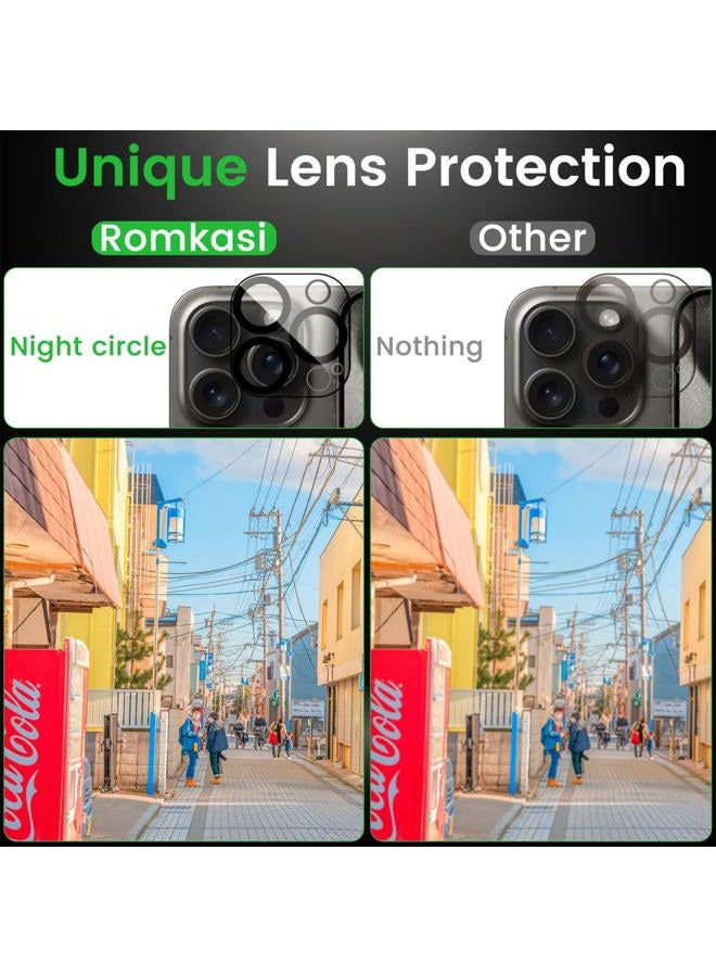Romkasi 4 Pack Privacy Screen Protector for iPhone 15 Pro Max 6.7 Inch with 4 Pack Camera Lens Protector, Anti Spy Tempered Glass Film, Anti-Scratch, Touch Sensitive, Case Friendly - Image 5