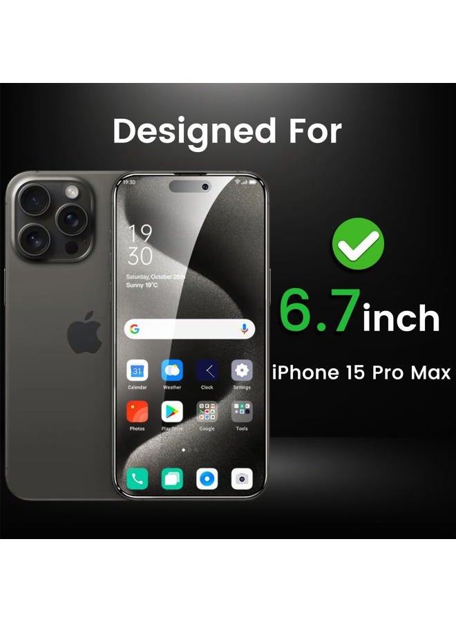 Romkasi 4 Pack Privacy Screen Protector for iPhone 15 Pro Max 6.7 Inch with 4 Pack Camera Lens Protector, Anti Spy Tempered Glass Film, Anti-Scratch, Touch Sensitive, Case Friendly - Image 2