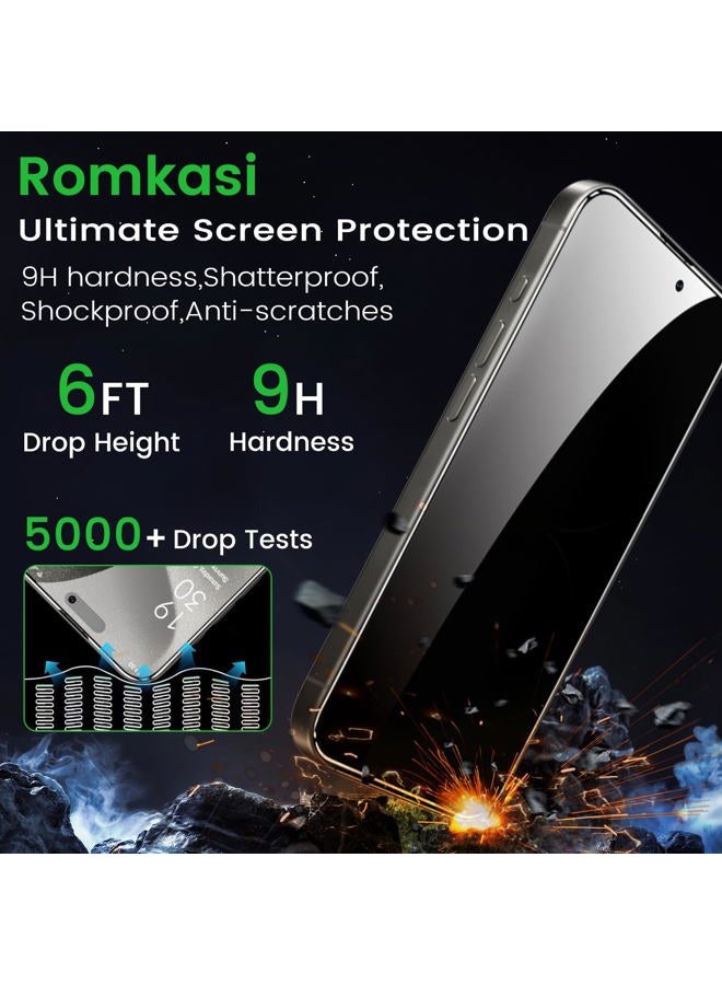 Romkasi 4 Pack Privacy Screen Protector for iPhone 15 Pro Max 6.7 Inch with 4 Pack Camera Lens Protector, Anti Spy Tempered Glass Film, Anti-Scratch, Touch Sensitive, Case Friendly - Image 4