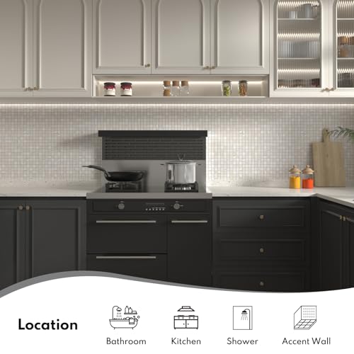 Lovdeco Calacatta Gold Marble Stone 1 Inch Square Marble Mosaic Tile for Kitchen Wall Bathroom Shower Floor (5 Sheet, Honed) - Image 2