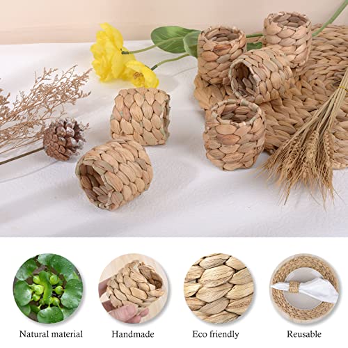 APTWOW Rustic Napkin Rings Set of 12, Hand-Woven Farmhouse Fall Napkin Rings, Holiday Party, Christmas, New Year Eve, Thanksgiving Dinnerware, Easter Napkins Rings - Image 3