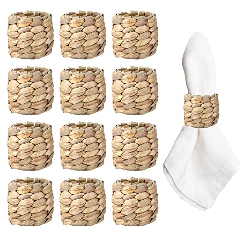 APTWOW Rustic Napkin Rings Set of 12, Hand-Woven Farmhouse Fall Napkin Rings, Holiday Party, Christmas, New Year Eve, Thanksgiving Dinnerware, Easter Napkins Rings - Image 1