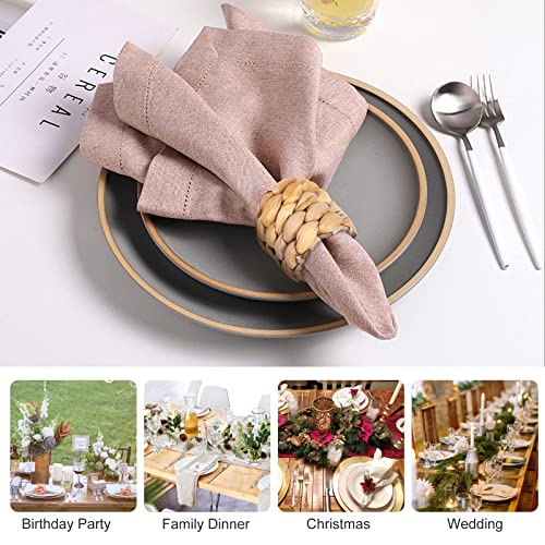 APTWOW Rustic Napkin Rings Set of 12, Hand-Woven Farmhouse Fall Napkin Rings, Holiday Party, Christmas, New Year Eve, Thanksgiving Dinnerware, Easter Napkins Rings - Image 4