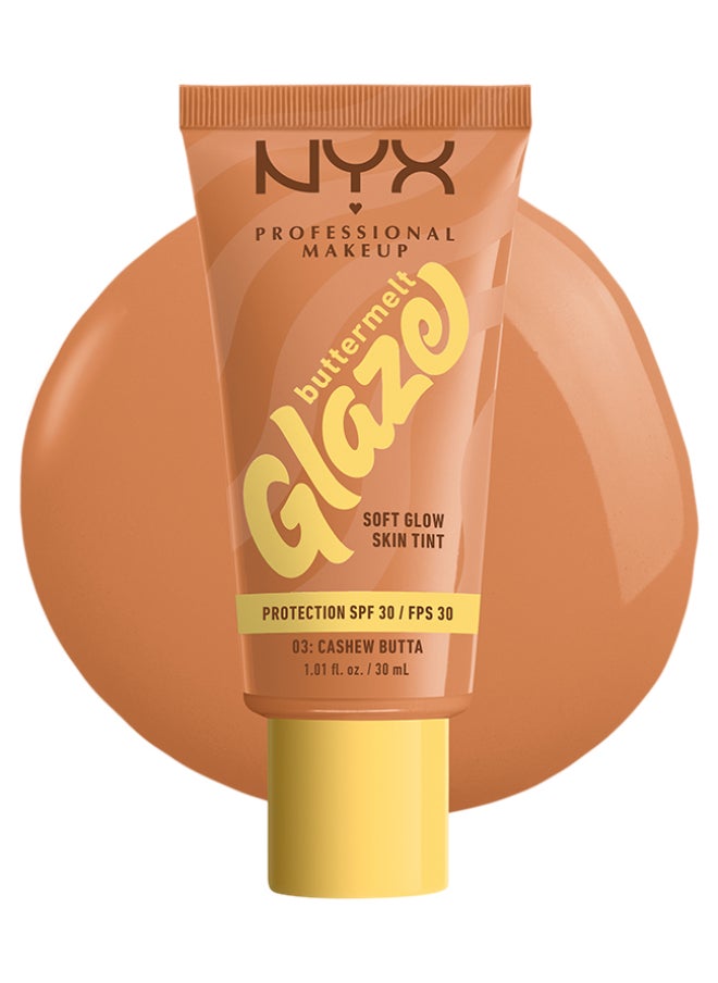 NYX PROFESSIONAL MAKEUP Buttermelt Glaze Soft Glow Skin Tint + SPF/FPS 30 Foundation 12h Wear Cashew Butta  - Image 2