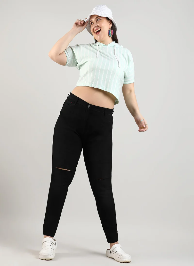 Instafab Plus Pinstripe Top