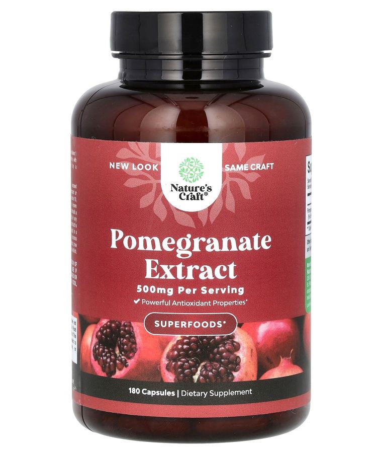 Nature's Craft Pomegranate Extract  500 mg  180 Capsules