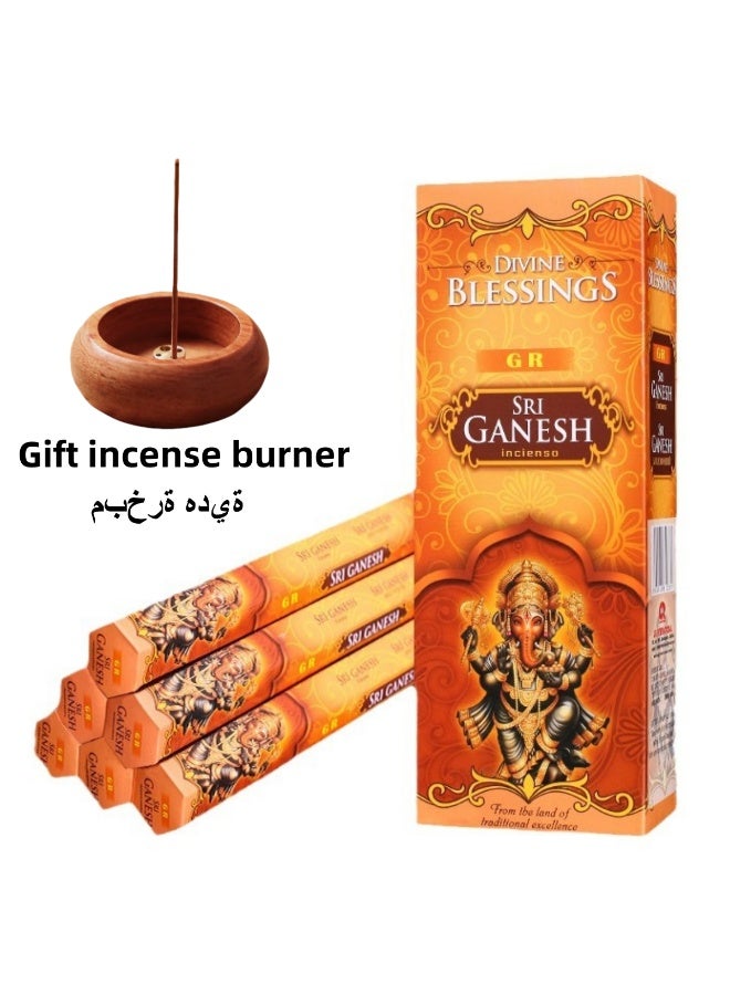 GANESH Sandalwood Natural Incense Sticks 120pcs + Aromatherapy Burner, Natural Relaxation, Prayer, Air Purification Aromatherapy, Mind and Spiritual and Ritual Aromatherapy, Ramadan Gift - Image 1