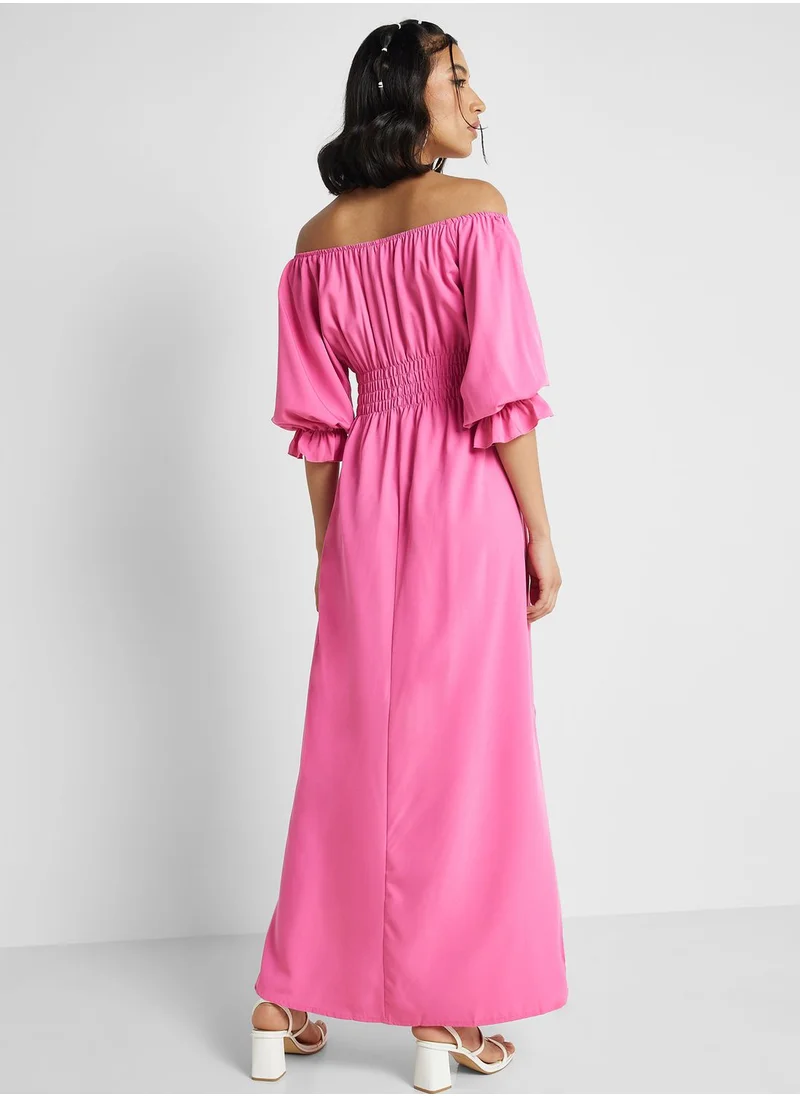 Ginger Off Shoulder A Line Maxi Dress