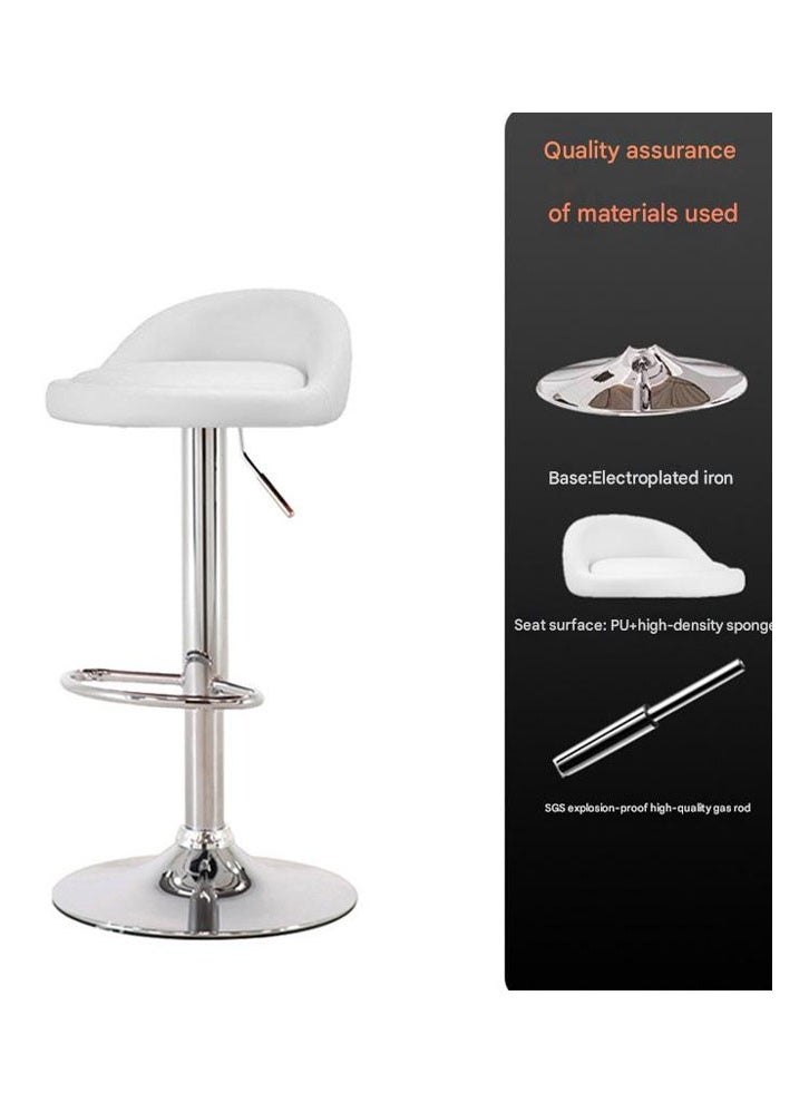 إن كي أكس كرسي بار عصري قابل للتعديل مع مقعد مبطن دوار، وارتفاع قابل للتعديل، وتصميم أنيق للحانات باللون الأبيض - Image 3