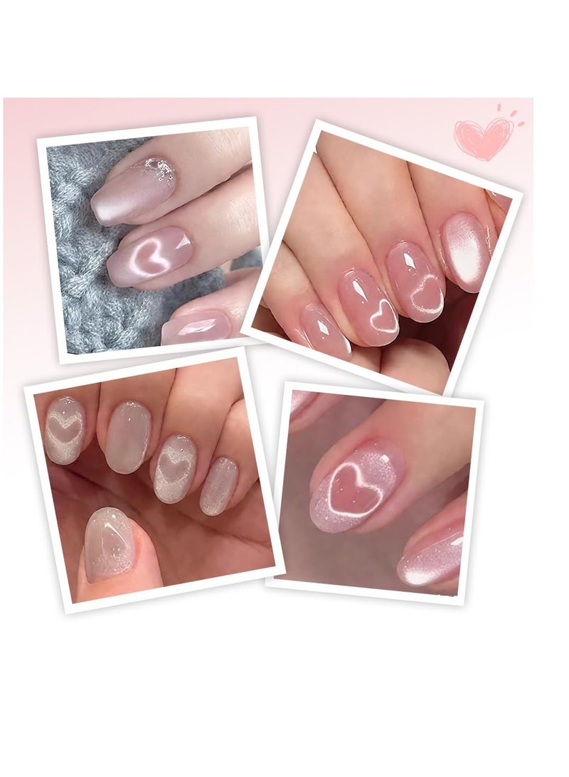 عام مغناطيس قلب لطلاء جل عين القطة، أداة فنية مغناطيسية للأظافر لتأثير عين القطة المذهل، طقم مانيكير مع عصي توجيه على شكل حرف Y، مغناطيس أظافر للاستخدام في المنزل والصالون - Image 5