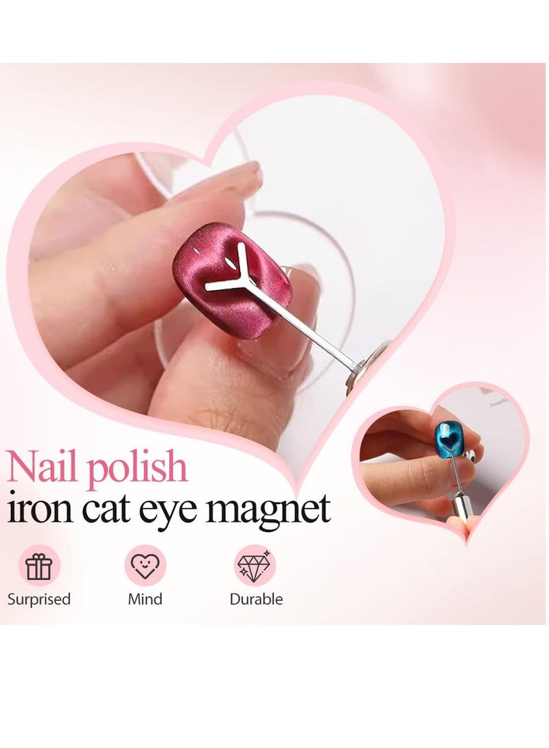 عام مغناطيس قلب لطلاء جل عين القطة، أداة فنية مغناطيسية للأظافر لتأثير عين القطة المذهل، طقم مانيكير مع عصي توجيه على شكل حرف Y، مغناطيس أظافر للاستخدام في المنزل والصالون - Image 2