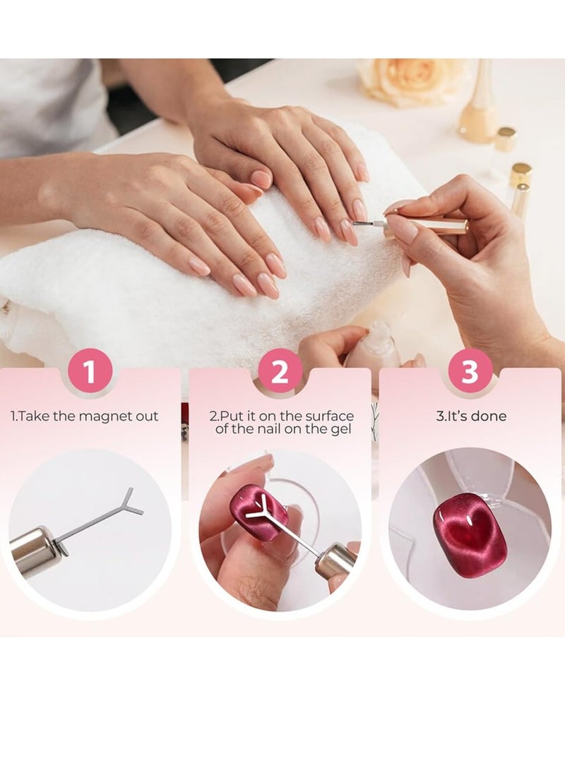 عام مغناطيس قلب لطلاء جل عين القطة، أداة فنية مغناطيسية للأظافر لتأثير عين القطة المذهل، طقم مانيكير مع عصي توجيه على شكل حرف Y، مغناطيس أظافر للاستخدام في المنزل والصالون - Image 4